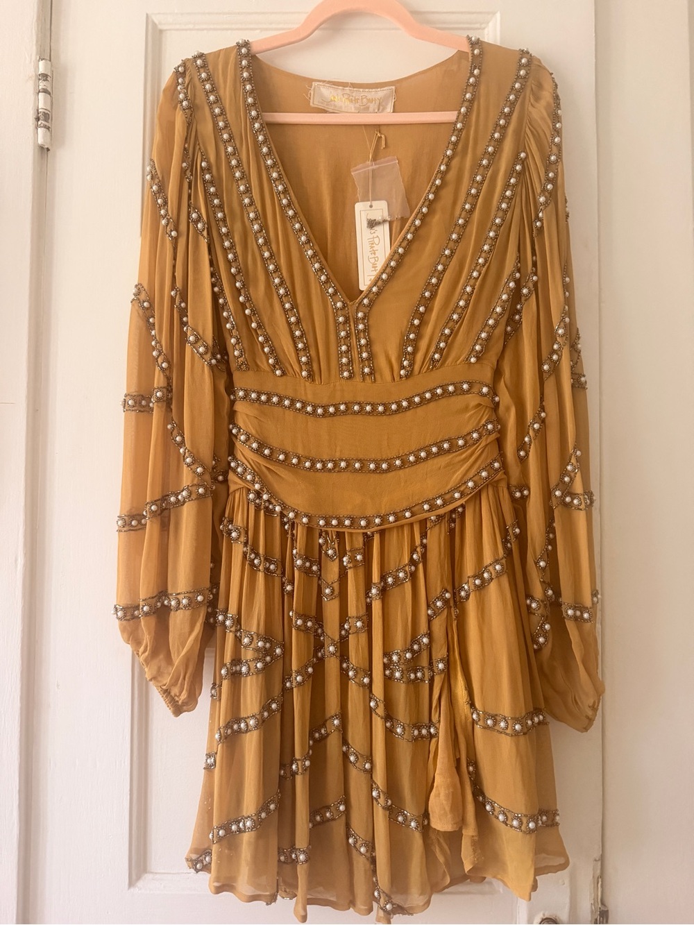 Jens Pirate Booty Odyssey Mini Dress Mustard Size Small